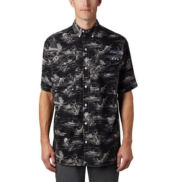 Columbia PFG Super Bonehead Shirts Black For Men's NZ89461 New Zealand